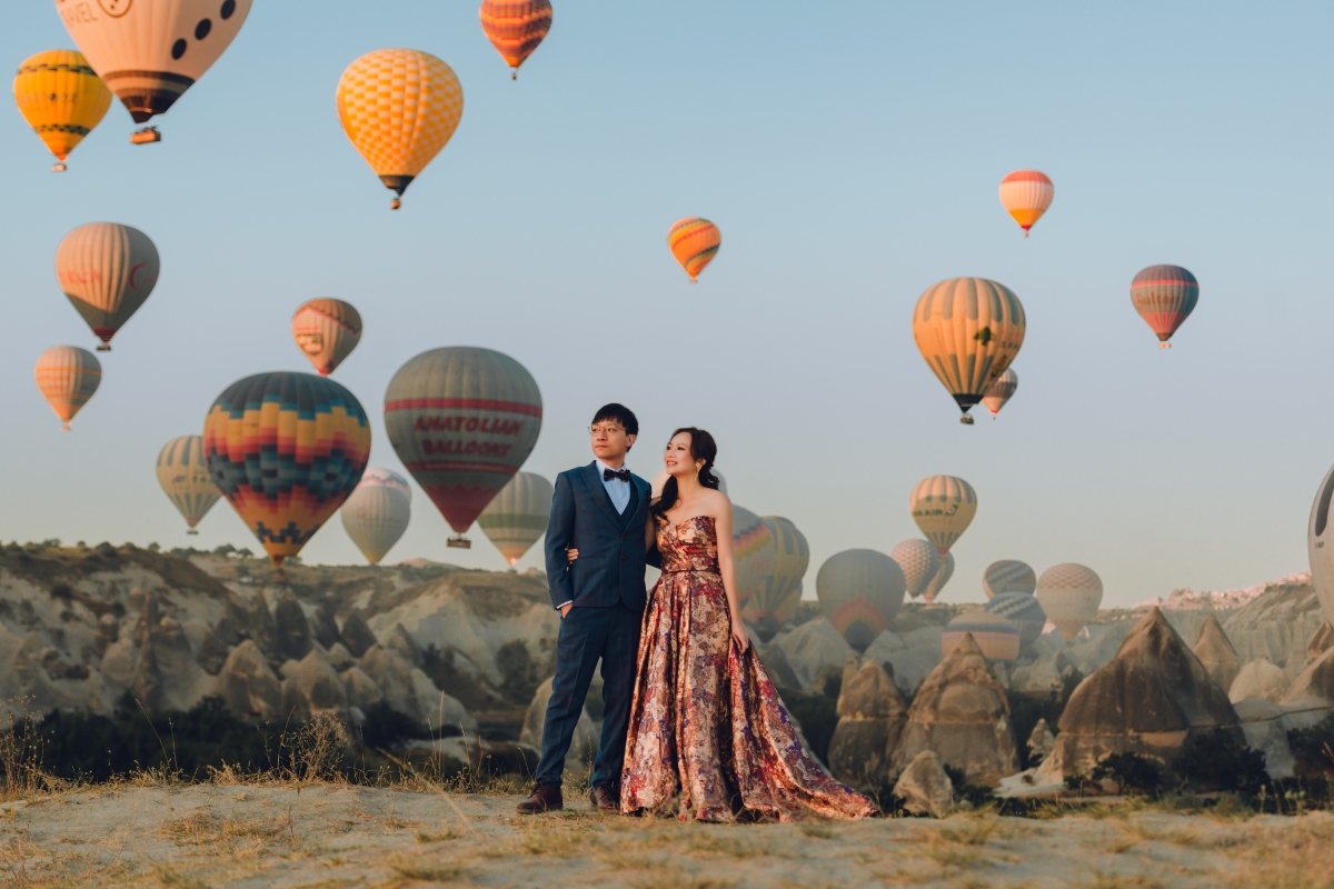 Cappadocia Pre-Wedding Photoshoot Hot Air Balloons Pasabag Valley Cave Hotel Roof Turkish Fairy Lamps Shop by Aric on OneThreeOneFour 2