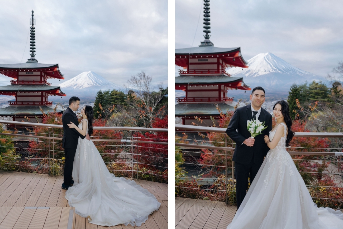 Tokyo Pre-Wedding Photoshoot with Former Yasuda Garden, Maple Corridor, and Chureito Pagoda by Dahe on OneThreeOneFour 18