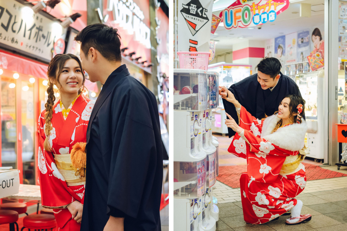 Hokkaido Street Style Kimono Prewedding Photoshoot At Shopping Street And Iyahiko shrine In Winter by Kuma on OneThreeOneFour 2