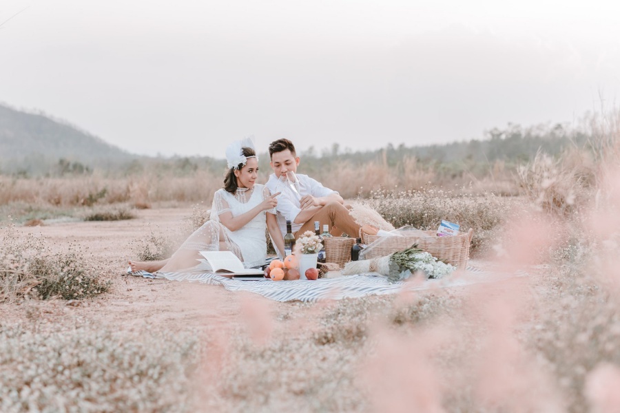 Thailand Bangkok Chic Pre-Wedding Photoshoot At Dried Grassland Beside The Highway  by Por  on OneThreeOneFour 4