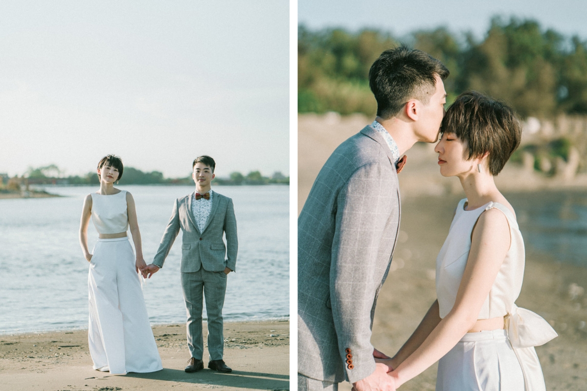 Taiwan Pre-Wedding Photoshoot Quiet Streets Storefronts Beach by  on OneThreeOneFour 18