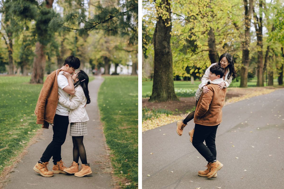 Melbourne Pre-wedding Photoshoot At St. Patrick's Cathedral, Carlton Gardens and Fitzroy Gardens In Autumn by Freddie on OneThreeOneFour 9