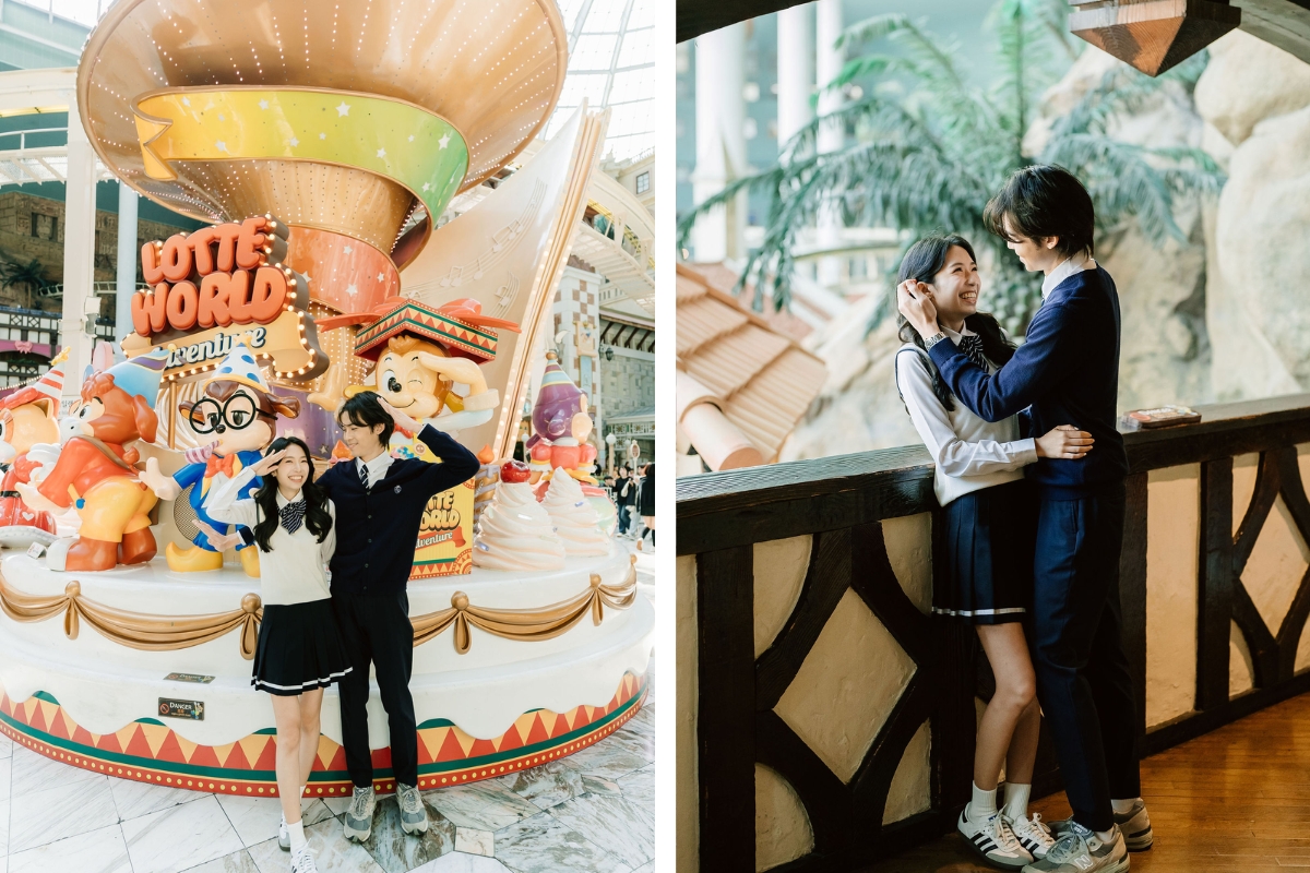 Seoul Autumn Pre-Wedding Photoshoot with Lotte World, Alpaca World, and Hongdae Streets by Jungyeol on OneThreeOneFour 3