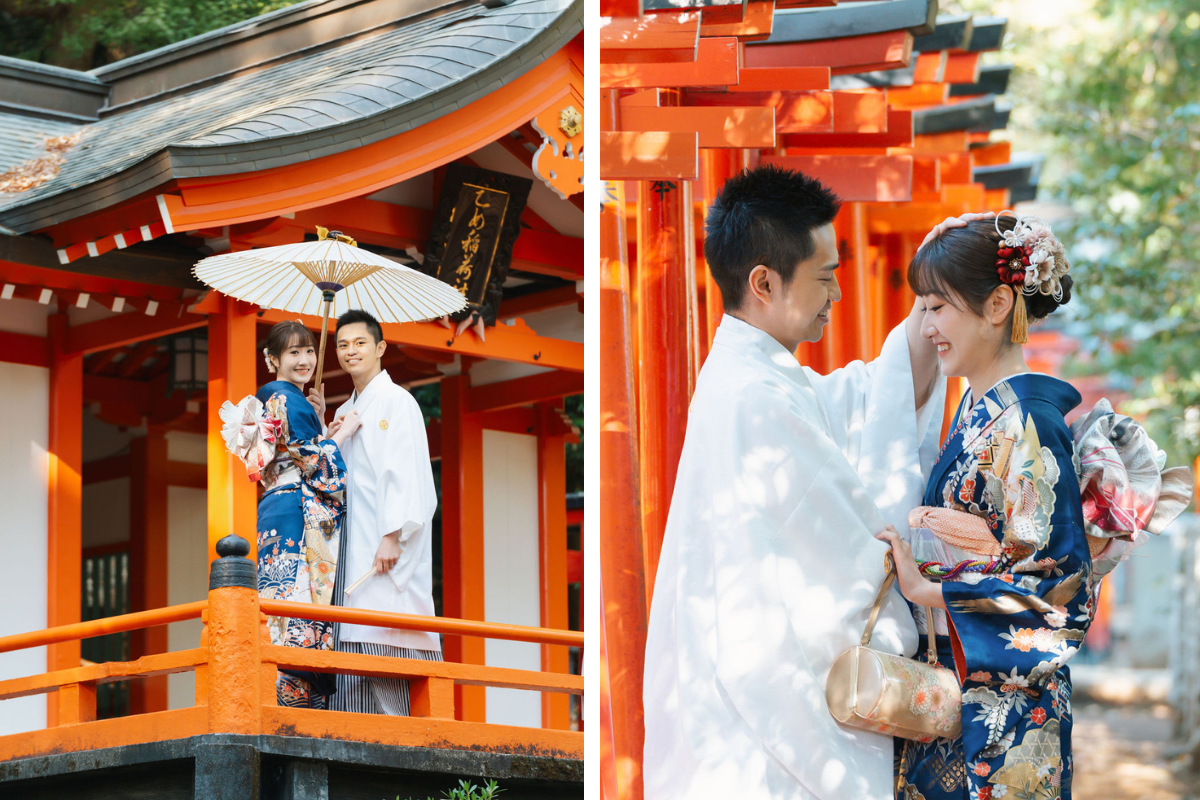 新加坡夫妻在根津神社、忠霊塔和河口湖舉行秋季和服婚紗拍攝，背景是富士山 by Cui Cui on OneThreeOneFour 1