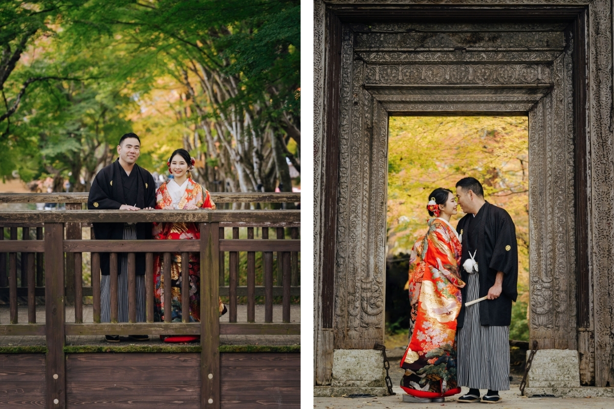 Tokyo Pre-Wedding Photoshoot with Former Yasuda Garden, Maple Corridor, and Chureito Pagoda by Dahe on OneThreeOneFour 7