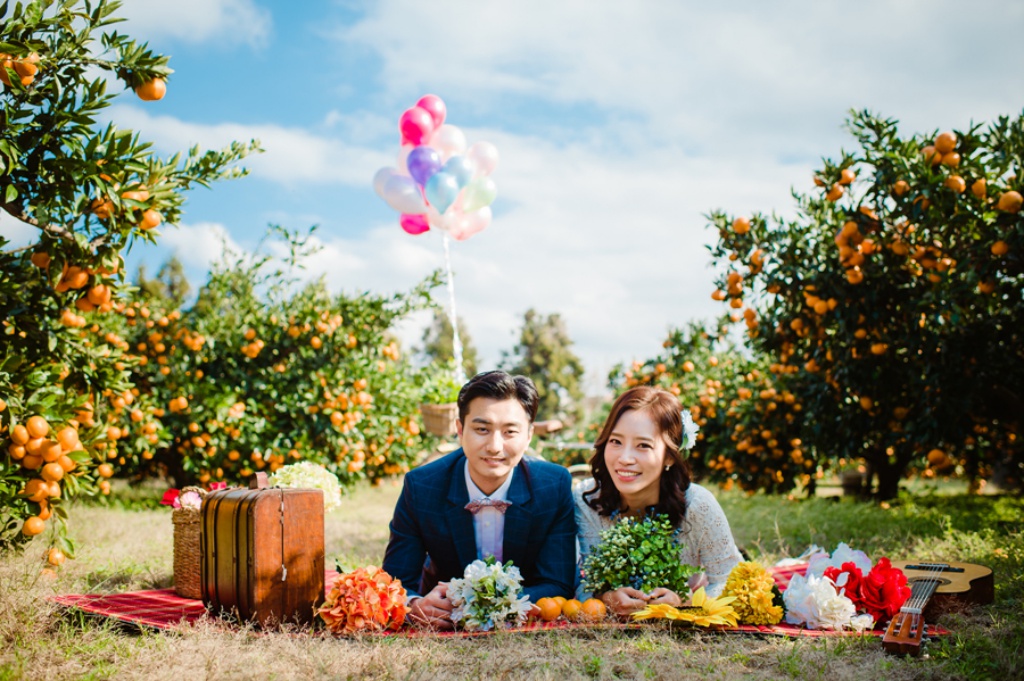 Korea Jeju Island Outdoor Pre-Wedding Photoshoot At Tangerine Farm  by Ray  on OneThreeOneFour 5