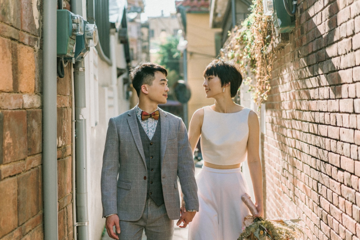 Taiwan Pre-Wedding Photoshoot Quiet Streets Storefronts Beach by  on OneThreeOneFour 7