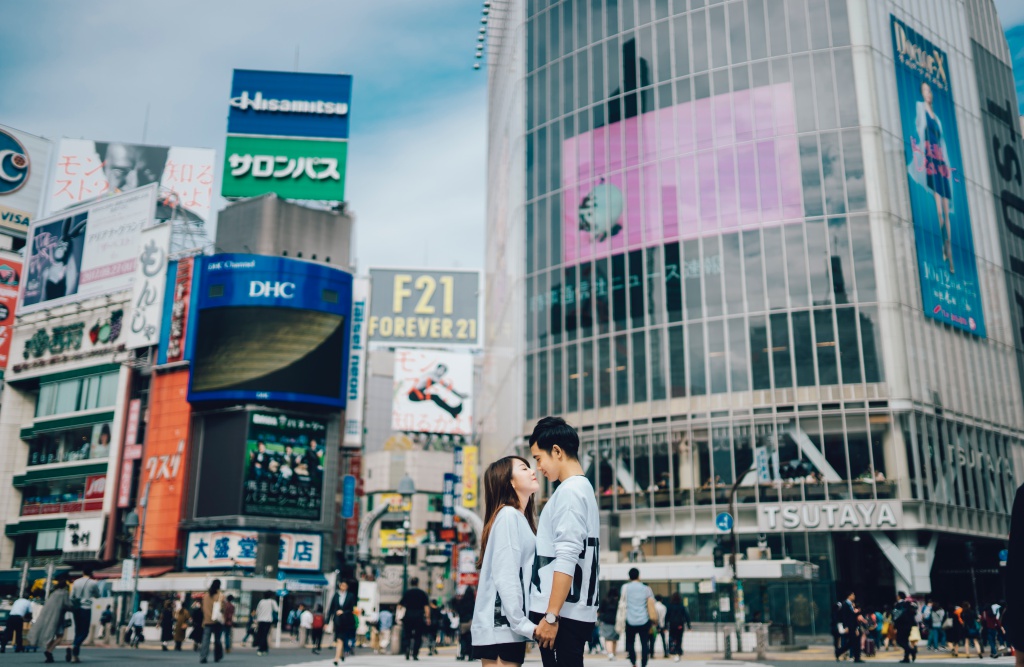 Japan Tokyo Casual Couple Photoshoot At Shopping District And Shibuya Crossing  by Lenham on OneThreeOneFour 15