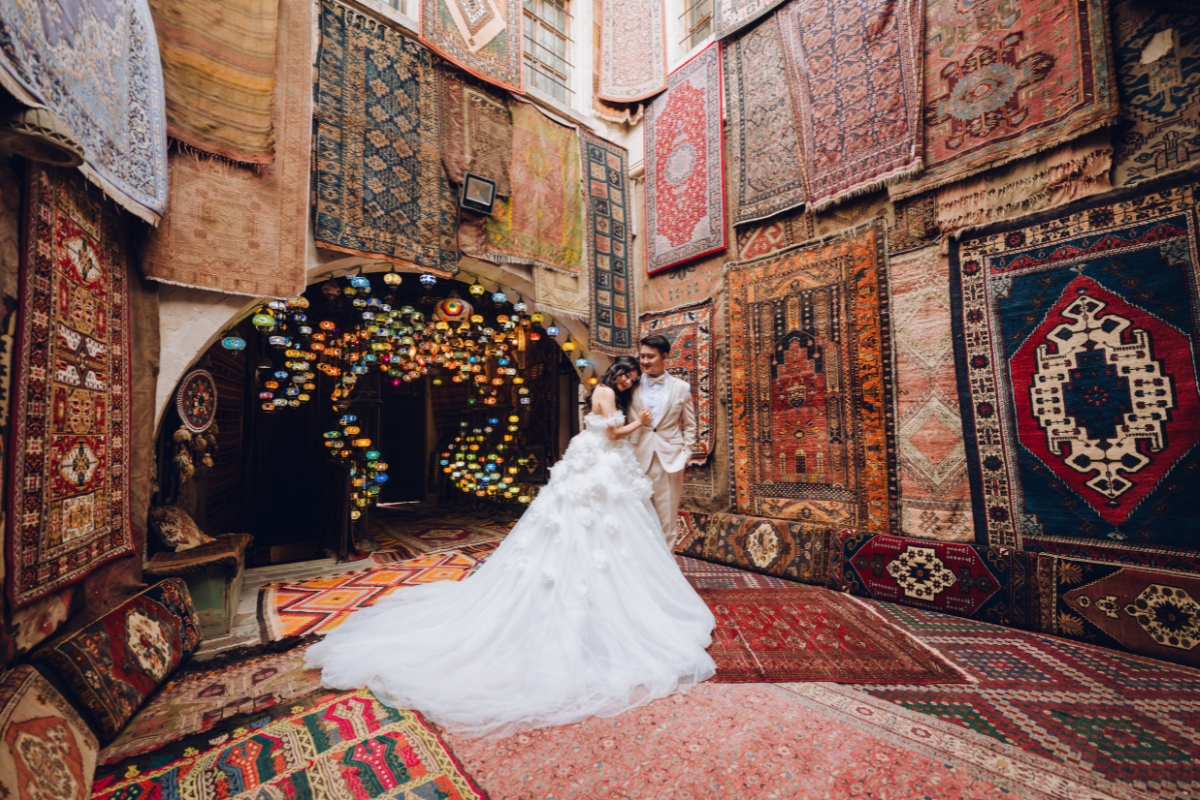 Cappadocia Pre-Wedding Photoshoot Hot Air Balloons Red Convertible Cave Hotel Roof Turkish Fairy Lamps Salt Lake by Aric on OneThreeOneFour 12