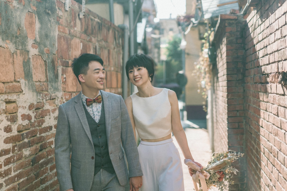 Taiwan Pre-Wedding Photoshoot Quiet Streets Storefronts Beach by  on OneThreeOneFour 8