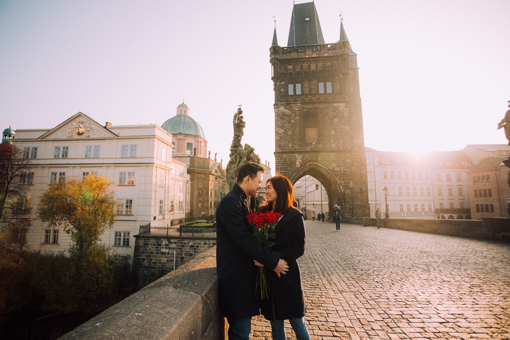 W&H Surprise Proposal Prague Photographer | Charles Bridge, Riverside by Nika on OneThreeOneFour 1