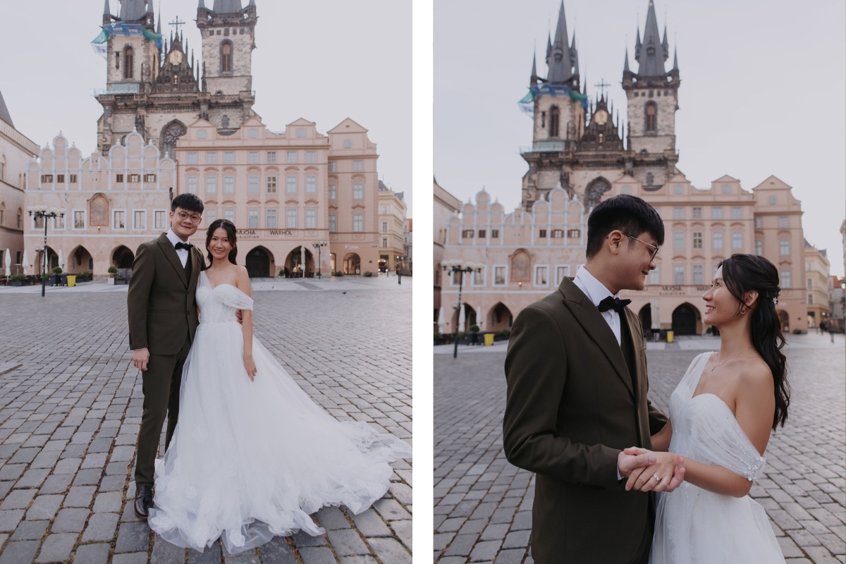 Prague Pre-Wedding Photoshoot with Old Town Square, Astronomical Clock, Charles Bridge and St Vitus Cathedral by Nika on OneThreeOneFour 20