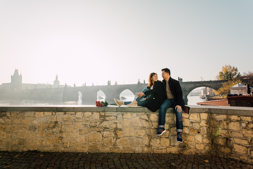 W&H Surprise Proposal Prague Photographer | Charles Bridge, Riverside by Nika on OneThreeOneFour 8