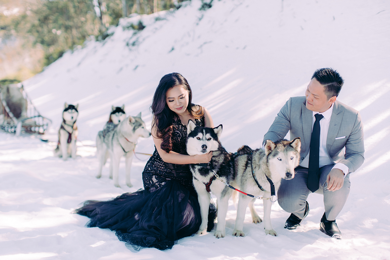 Winter Pre-Wedding Photoshoot with Huskies in Melbourne  by Freddie on OneThreeOneFour 3