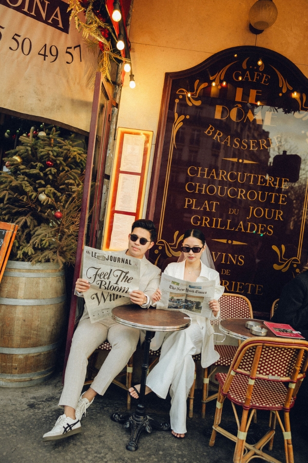 Paris Pre-Wedding Photoshoot with Eiﬀel Tower Louvre Museum Parisian Cafe Vintage Car Rooftop Night  by OneThreeOneFour on OneThreeOneFour 27