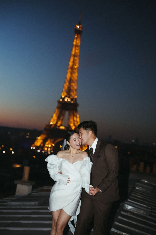 Paris Pre-Wedding Photoshoot with Eiﬀel Tower Louvre Museum Parisian Cafe Vintage Car Rooftop Night  by OneThreeOneFour on OneThreeOneFour 37