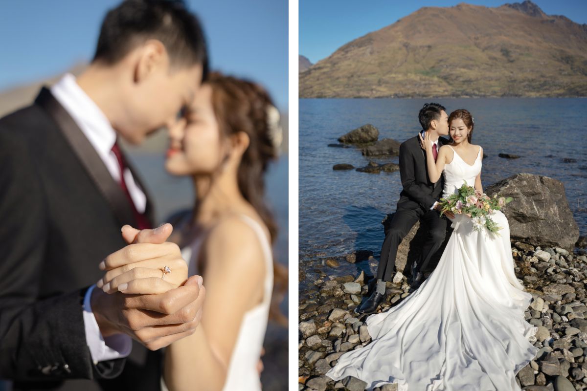 New Zealand Autumn Golden Foliage Peak Pebbled Lake Pre-Wedding Photoshoot  by Fei on OneThreeOneFour 16