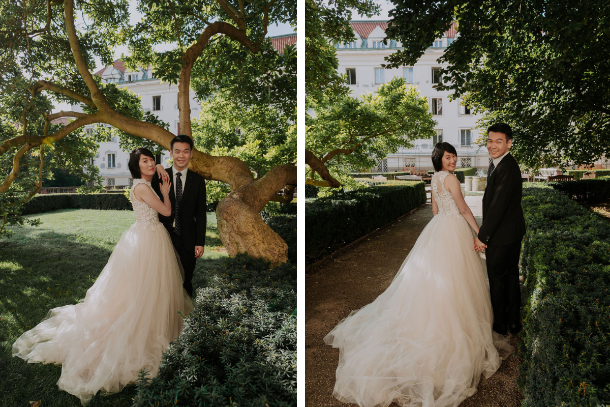 Prague prewedding photoshoot at Old Town Square and Charles Bridge, Vojanovy Gardens by Nika on OneThreeOneFour 15