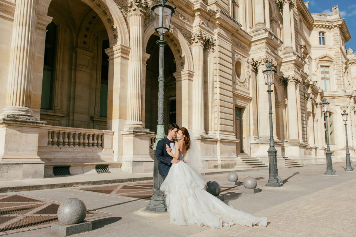 Paris Pre-Wedding Photoshoot with Avenue de Camoens, Port Debily, Bir Hakeim, Tuileries Garden, Louvre Pyramid, Palais Royal, and a Parisian Cafe. by Arnel on OneThreeOneFour 16