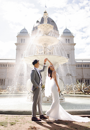 Melbourne Pre-wedding Photoshoot at St Patrick's Cathedral, Flinders Street Railway Station & Carlton Gardens