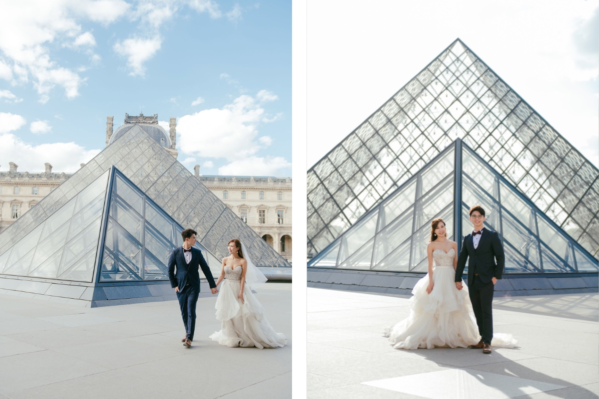 Paris Pre-Wedding Photoshoot with Avenue de Camoens, Port Debily, Bir Hakeim, Tuileries Garden, Louvre Pyramid, Palais Royal, and a Parisian Cafe. by Arnel on OneThreeOneFour 15