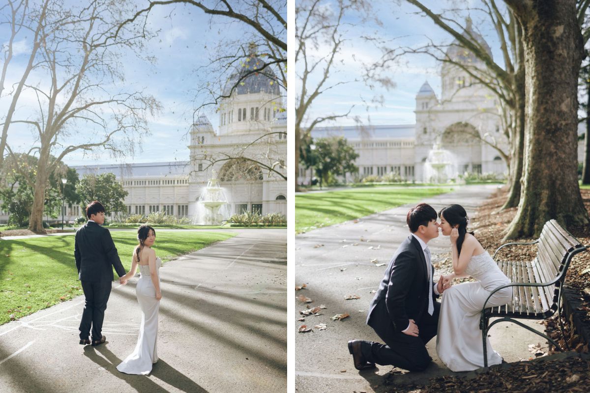 Melbourne Pre-wedding Photoshoot At St. Patrick's Cathedral, Carlton Gardens and Fitzroy Gardens In Autumn by Freddie on OneThreeOneFour 15