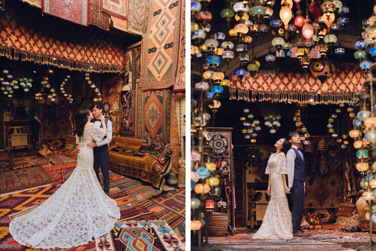 Cappadocia Pre-Wedding Photoshoot Hot Air Balloons Pasabag Valley Cave Hotel Roof Turkish Fairy Lamps Shop by Aric on OneThreeOneFour 12