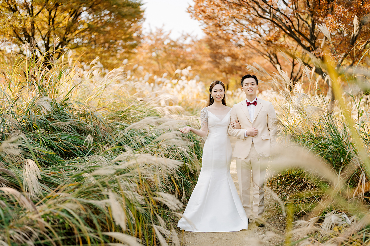 Yellow Autumn Korea Post-Wedding Photoshoot in Seoul Forest & Namsangol Hanok Village by Jungyeol on OneThreeOneFour 6