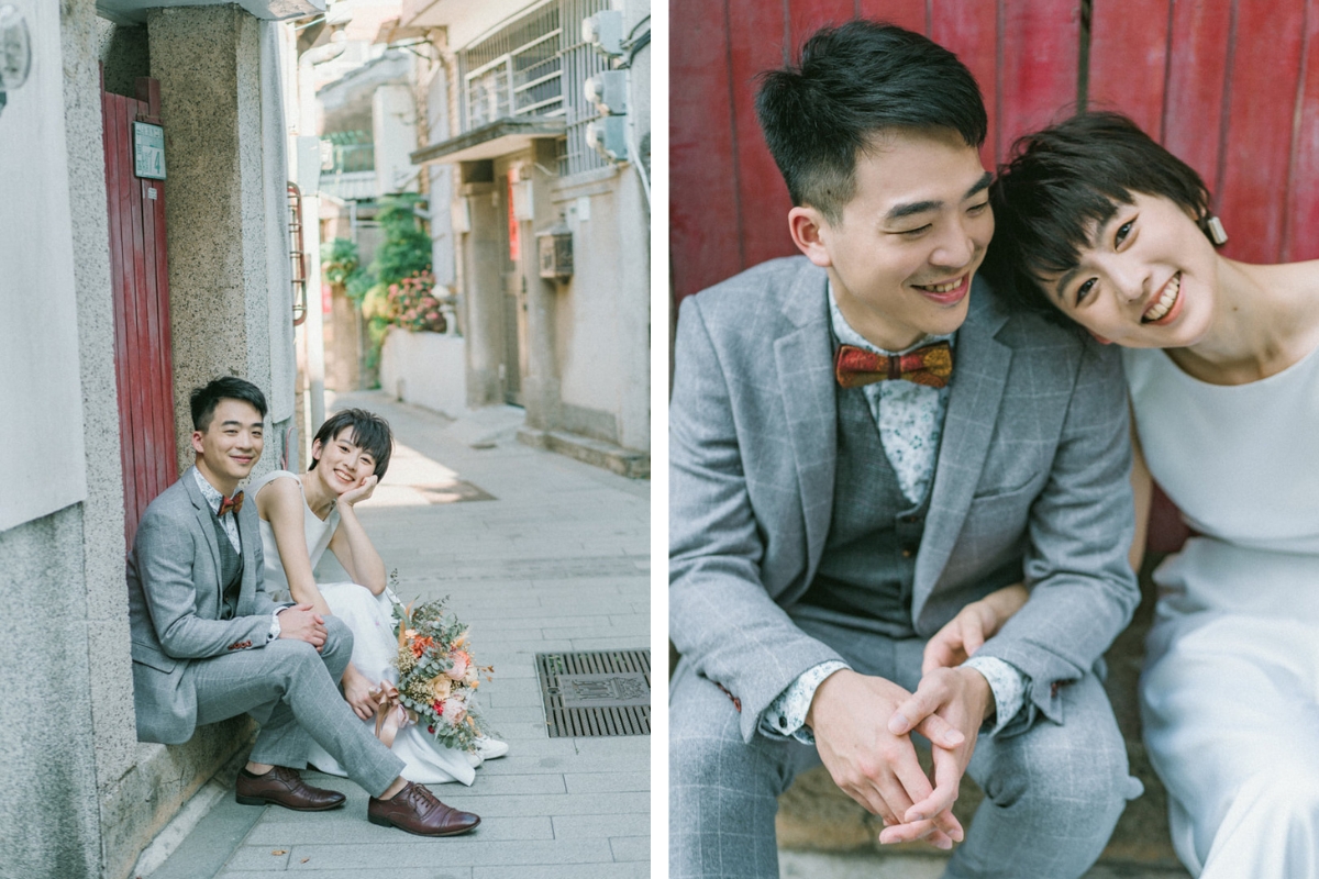 Taiwan Pre-Wedding Photoshoot Quiet Streets Storefronts Beach by  on OneThreeOneFour 6