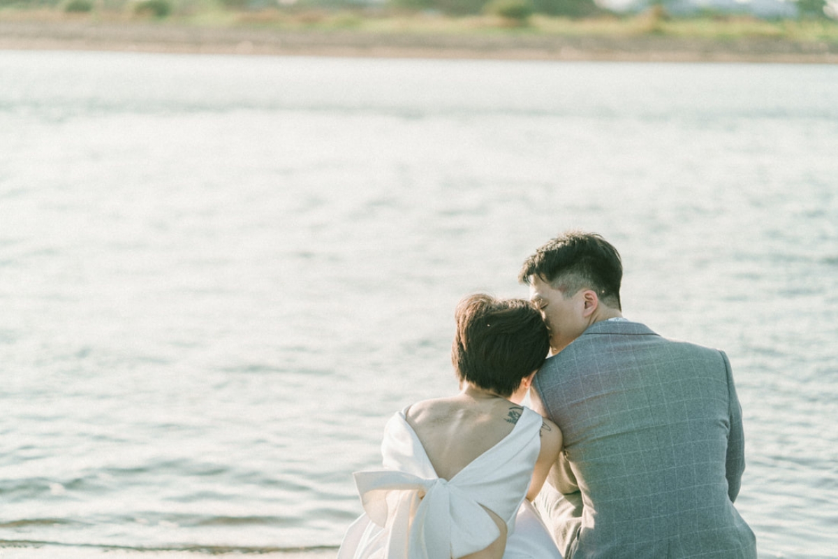 Taiwan Pre-Wedding Photoshoot Quiet Streets Storefronts Beach by  on OneThreeOneFour 19