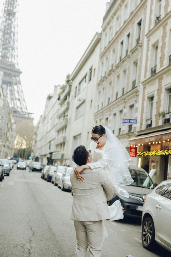 Paris Pre-Wedding Photoshoot with Eiﬀel Tower Louvre Museum Parisian Cafe Vintage Car Rooftop Night  by OneThreeOneFour on OneThreeOneFour 10