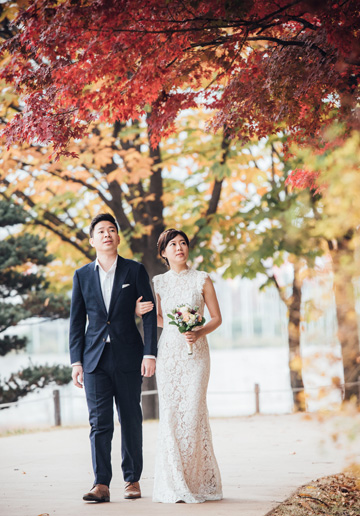 Korea Outdoor Pre-Wedding Photoshoot At Olympic Park During Autumn