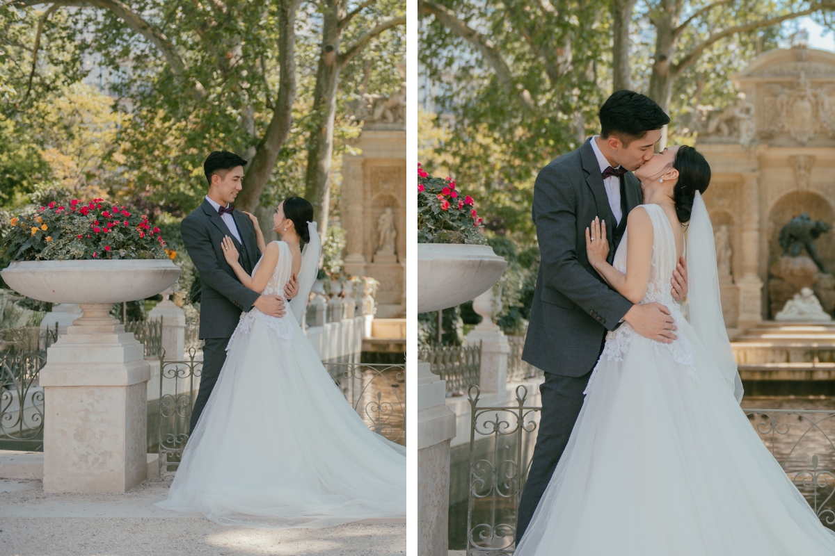 Paris Pre-wedding photoshoot Luxembourg Garden Palais-Royal Eiffel Tower Cafe Saint Honoré Wall of Love by Arnel on OneThreeOneFour 6