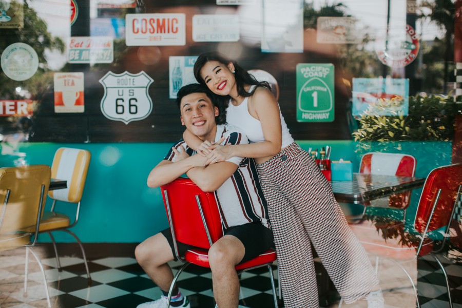 YY&A: Retro 50s themed pre-wedding shoot at Bali Cosmic Diner, Mount Batur Lava fields, forest and Mengening beach by Cahya on OneThreeOneFour 27