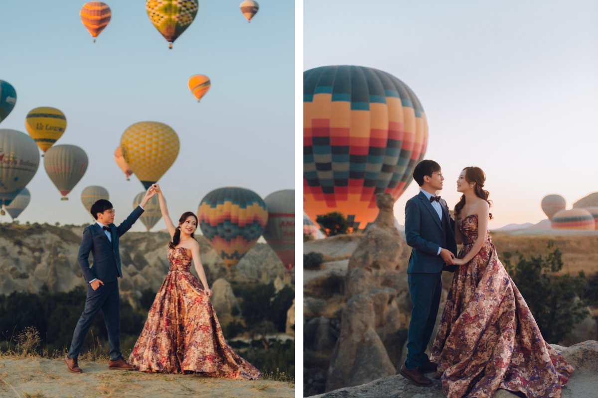 Cappadocia Pre-Wedding Photoshoot Hot Air Balloons Pasabag Valley Cave Hotel Roof Turkish Fairy Lamps Shop by Aric on OneThreeOneFour 3