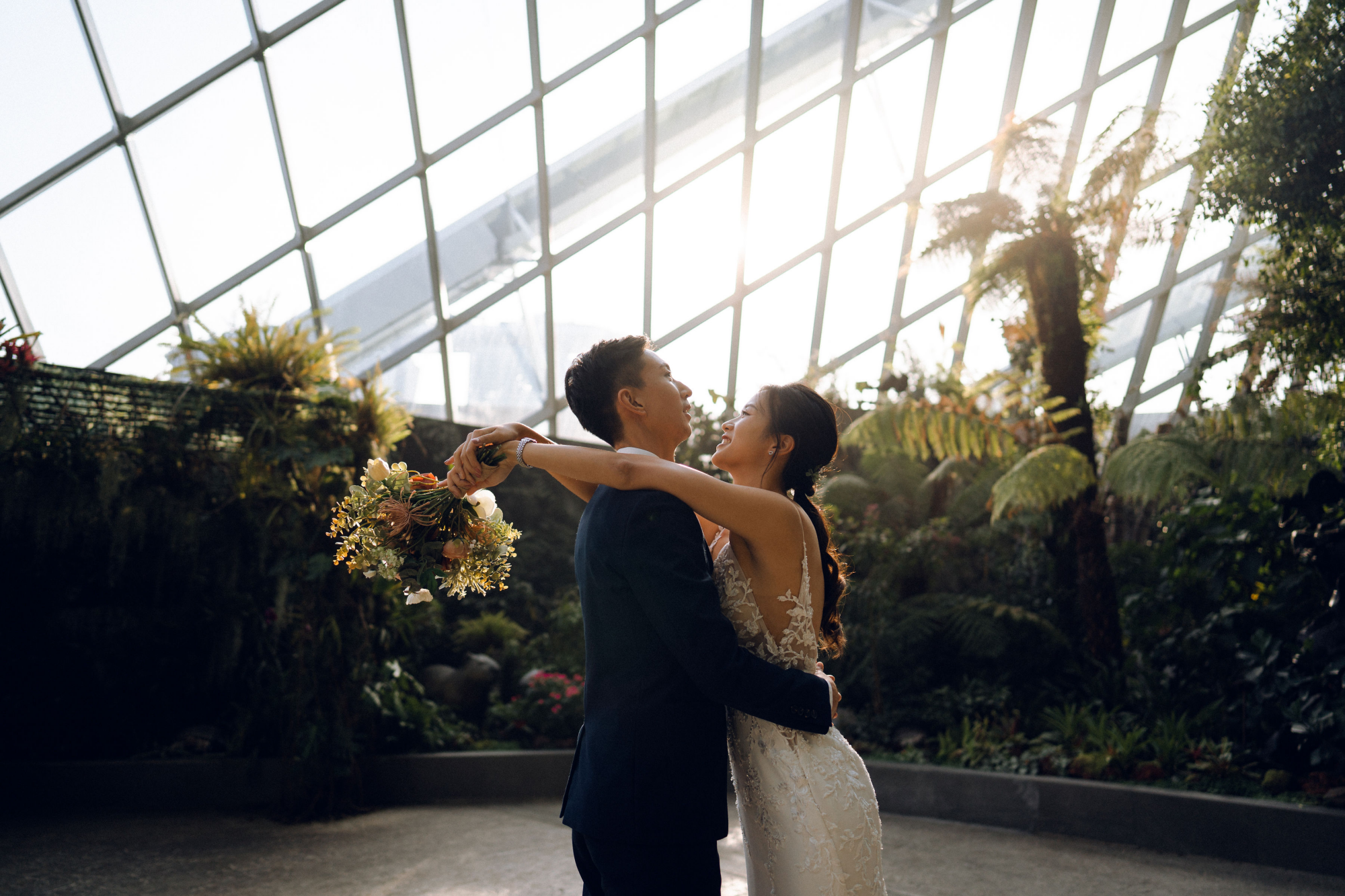 Sunset Prewedding Photoshoot At Cloud Forest, Gardens By The Bay  by Samantha on OneThreeOneFour 11