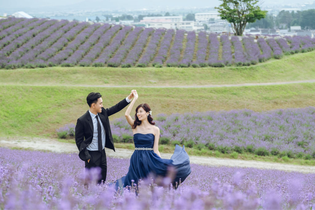 Hokkaido Prewedding Photoshoot In Summer At Blue Pond, Hinode Park Lavender And Shikisai No Oka Flower Fields by Kuma on OneThreeOneFour 20