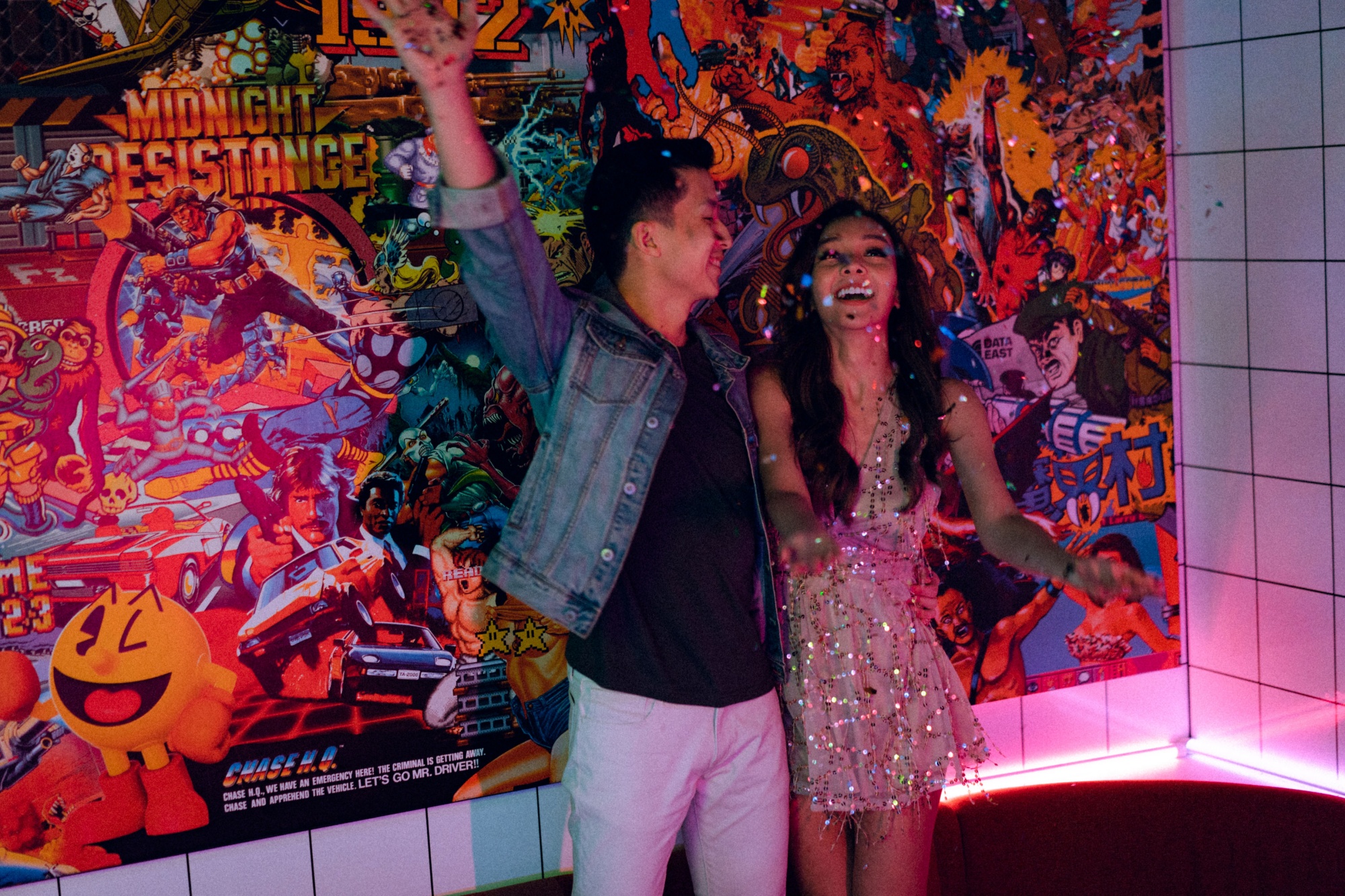 Trippy Disco Themed Casual Couple Photoshoot At A Neon Bar by Samantha on OneThreeOneFour 34