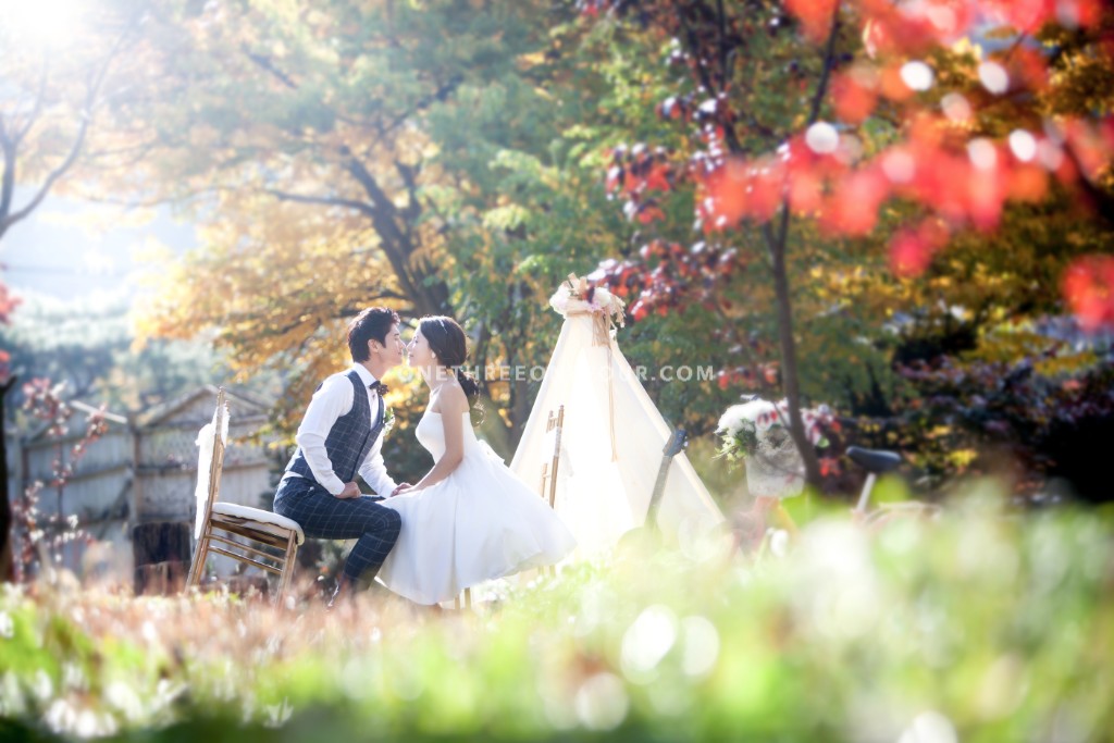 Korean Outdoor Pre-Wedding Photography in Autumn with Yellow and Red Maple Leaves by ePhoto Essay Studio on OneThreeOneFour 20