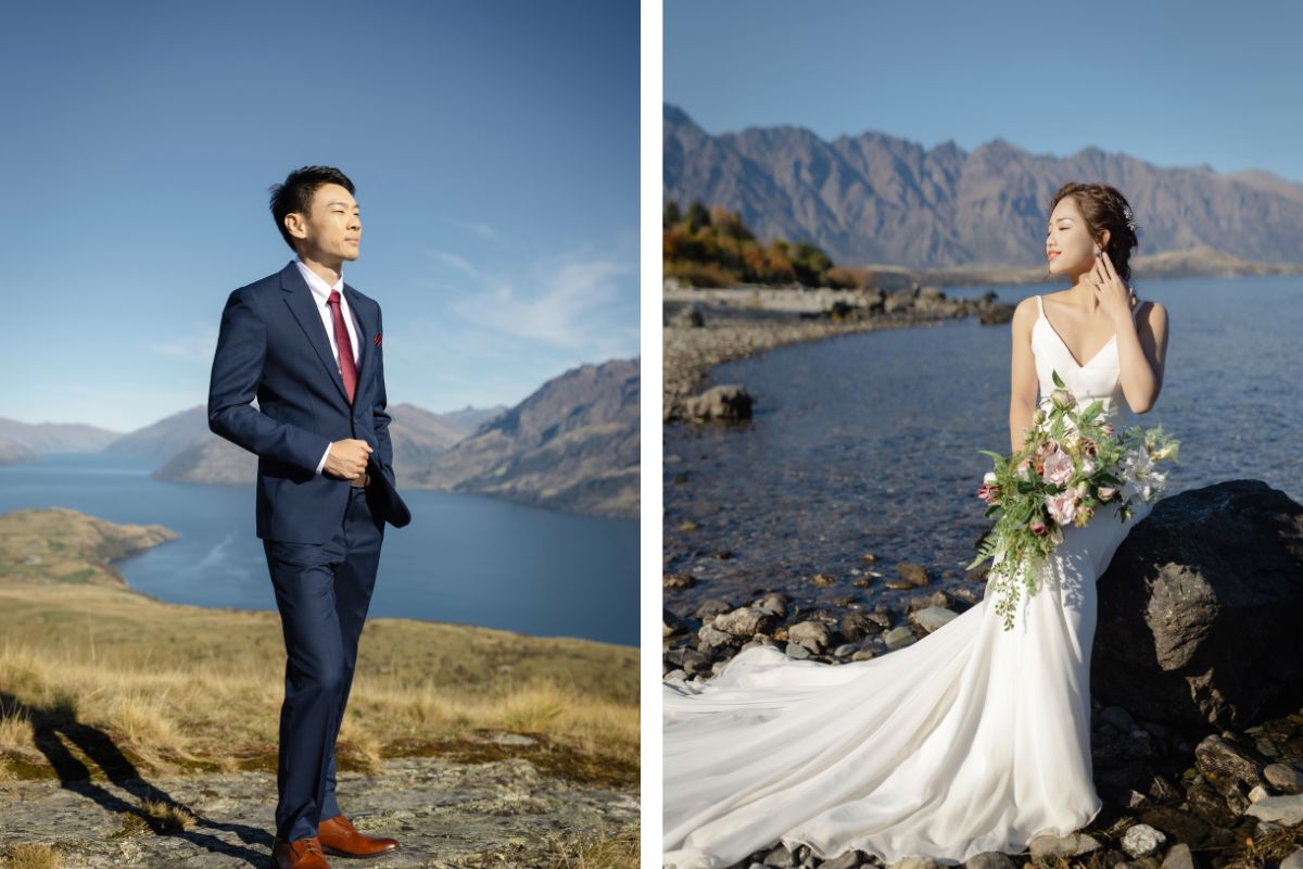 New Zealand Autumn Golden Foliage Peak Pebbled Lake Pre-Wedding Photoshoot  by Fei on OneThreeOneFour 18