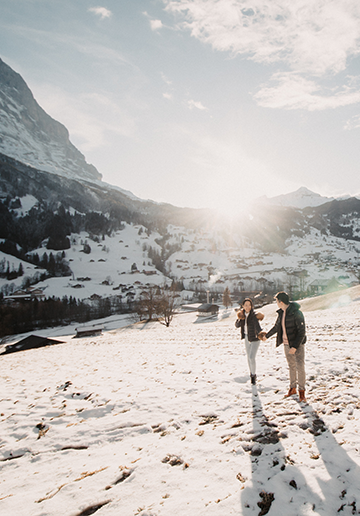 Casual shoot on snowy mountain in Grindelwald