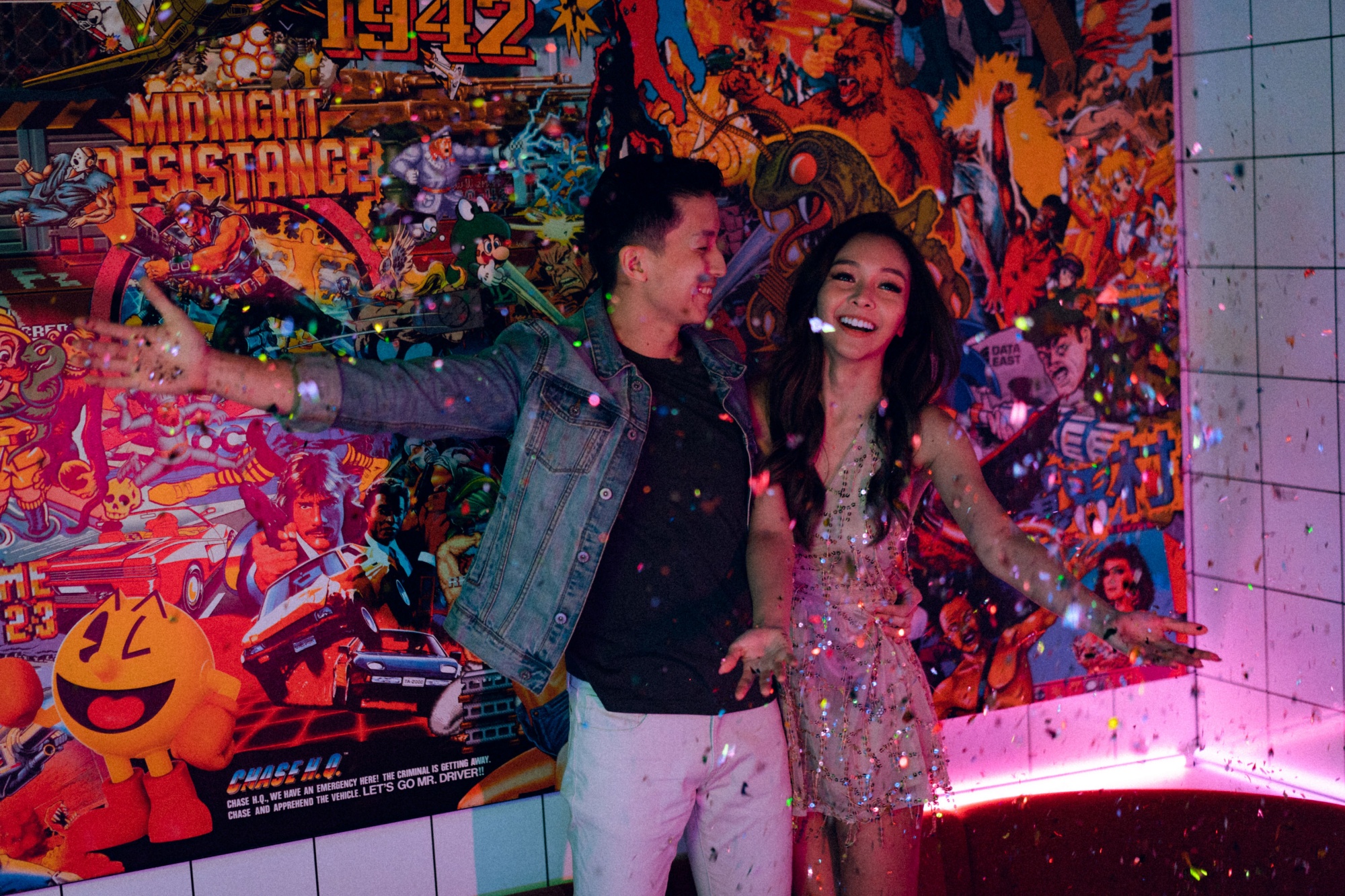 Trippy Disco Themed Casual Couple Photoshoot At A Neon Bar by Samantha on OneThreeOneFour 33