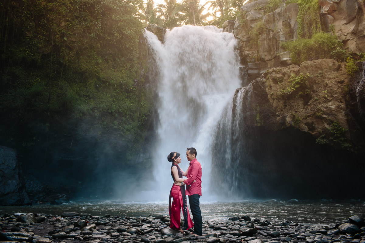 Vietnamese couple relax in waterfall and beach  Ferry 