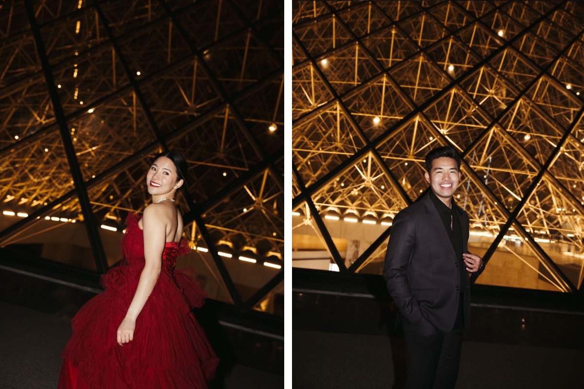 Paris Pre-Wedding Photoshoot with Eiﬀel Tower Louvre Museum Parisian Cafe Vintage Car Rooftop Night  by OneThreeOneFour on OneThreeOneFour 63