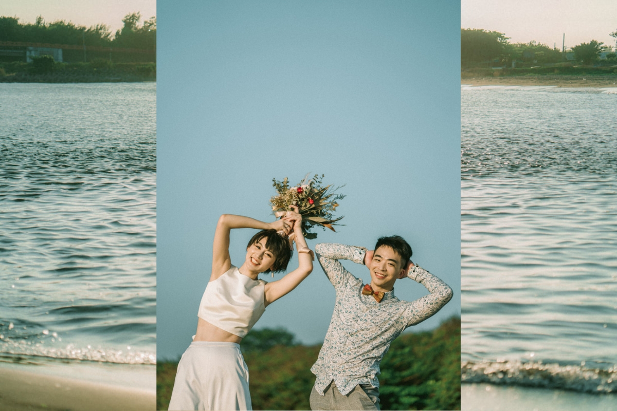 Taiwan Pre-Wedding Photoshoot Quiet Streets Storefronts Beach by  on OneThreeOneFour 30