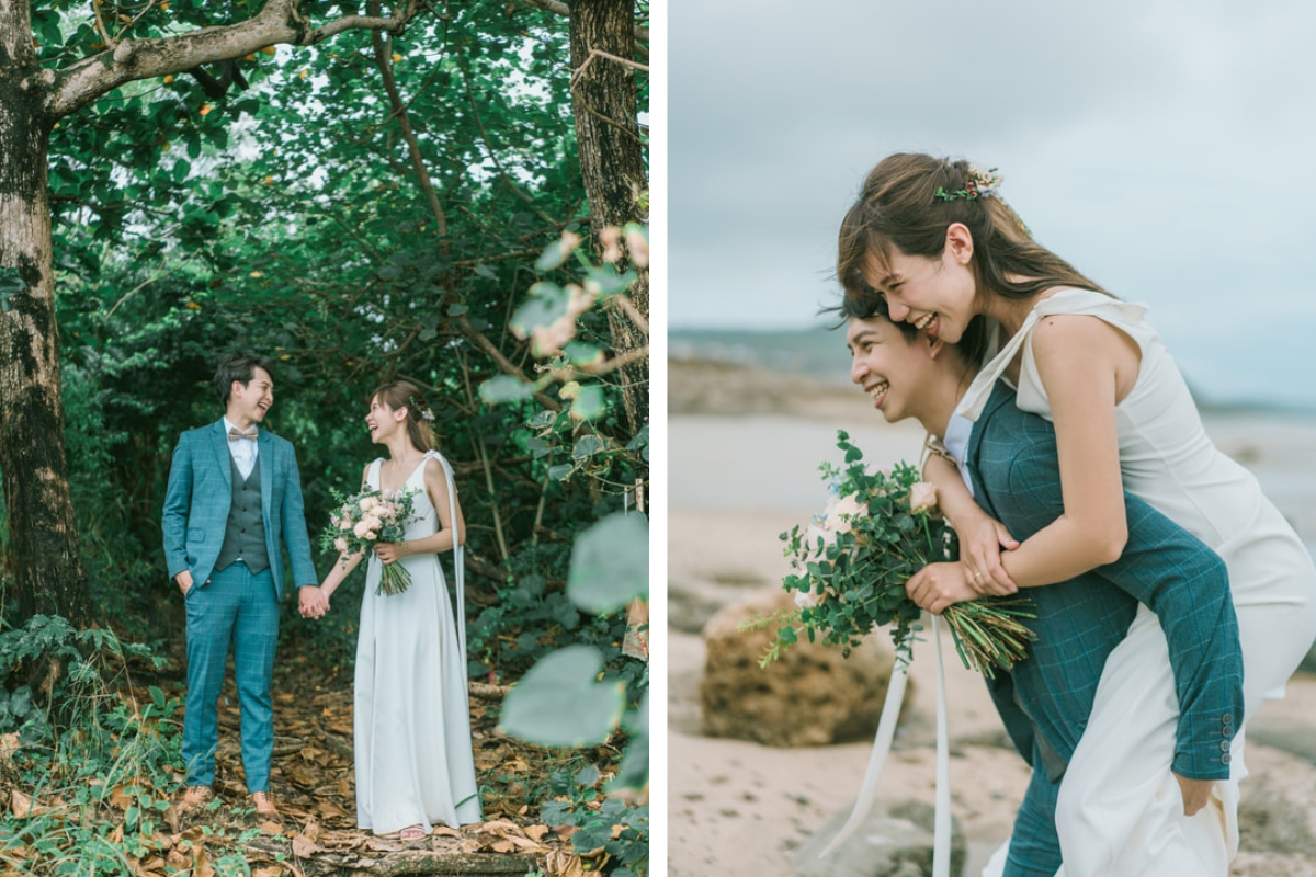 Taiwan Pre-Wedding Photoshoot Quaint Neighborhood Lush Green Hills Beach Romantic Getaway by  on OneThreeOneFour 27