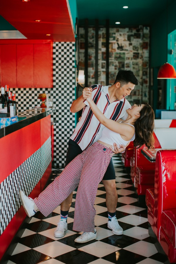 YY&A: Retro 50s themed pre-wedding shoot at Bali Cosmic Diner, Mount Batur Lava fields, forest and Mengening beach by Cahya on OneThreeOneFour 22