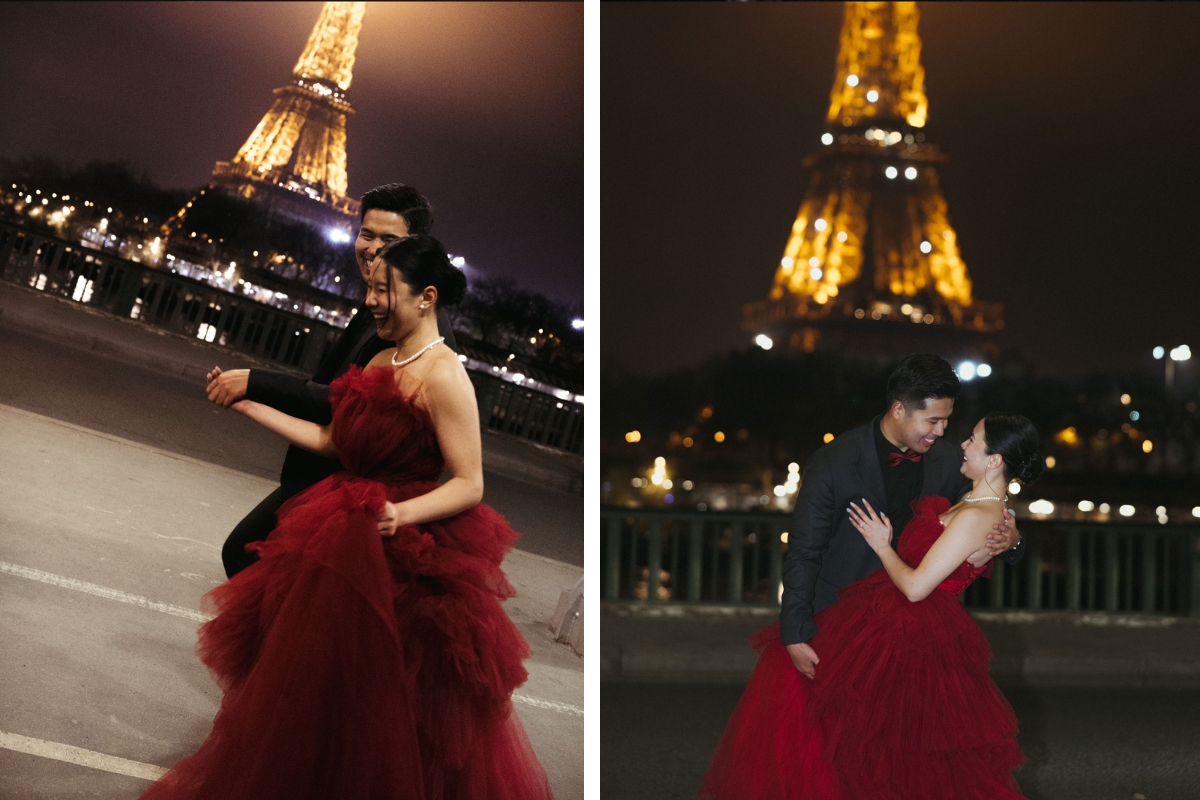 Paris Pre-Wedding Photoshoot with Eiﬀel Tower Louvre Museum Parisian Cafe Vintage Car Rooftop Night  by OneThreeOneFour on OneThreeOneFour 58