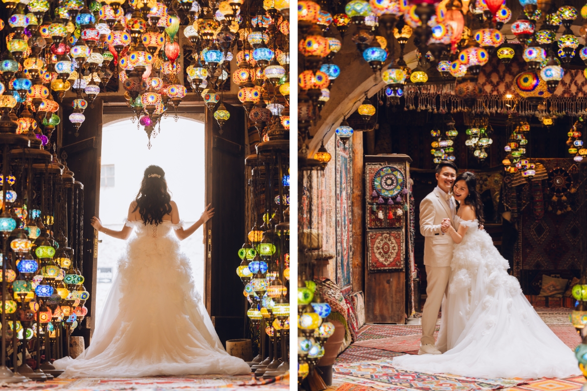 Cappadocia Pre-Wedding Photoshoot Hot Air Balloons Red Convertible Cave Hotel Roof Turkish Fairy Lamps Salt Lake by Aric on OneThreeOneFour 15