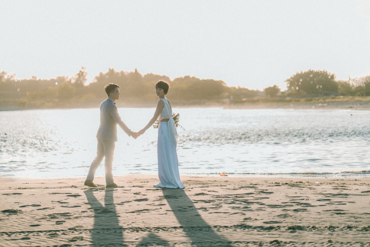 Taiwan Pre-Wedding Photoshoot Quiet Streets Storefronts Beach by  on OneThreeOneFour 29